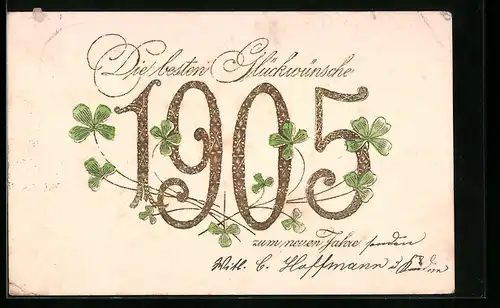 AK Jahreszahl 1905 mit Kleeblättern