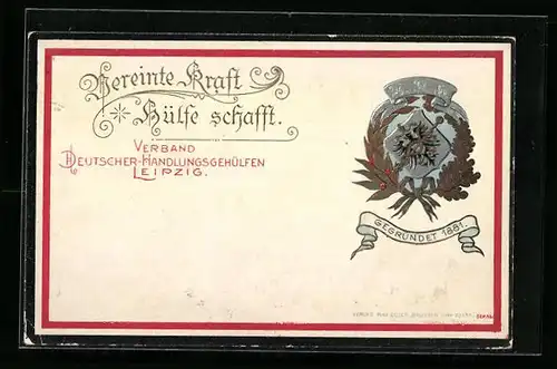 Präge-Lithographie Leipzig, Verband Deutscher Handlungsgehülfen, Gegründet 1881, Wappen