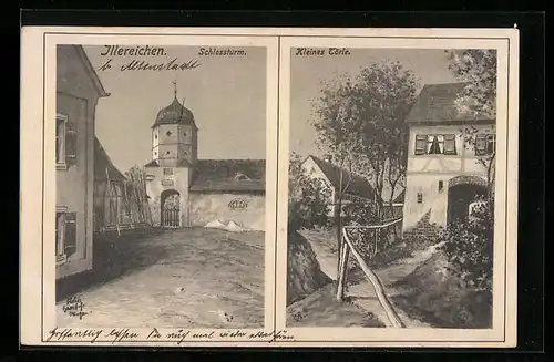 Künstler-AK Illereichen, Schlossturm, Kleines Törle