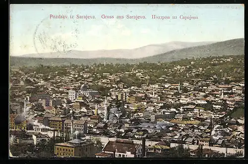 AK Sarajevo, Ortsansicht mit Umgebung