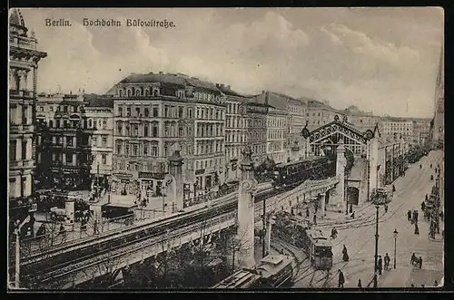 AK Berlin-Schöneberg, Hochbahn Bülowstrasse, Strassenbahnen und U-Bahn