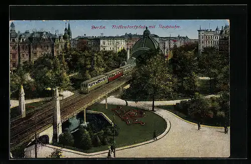 AK Berlin-Schöneberg, die Hochbahn auf dem Nollendorfplatz, U-Bahn