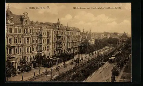 AK Berlin-Schöneberg, Kleiststrasse und Hochbahnhof auf dem Nollendorfplatz, U-Bahn