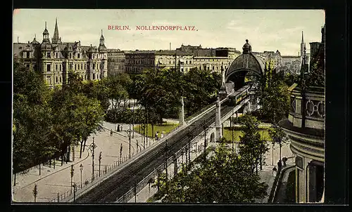 AK Berlin-Schöneberg, Nollendorfplatz mit U-Bahn aus der Vogelschau