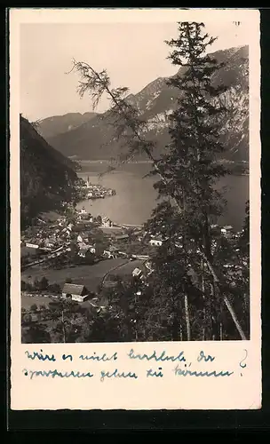 AK Hallstatt, Totalansicht aus der Vogelschau