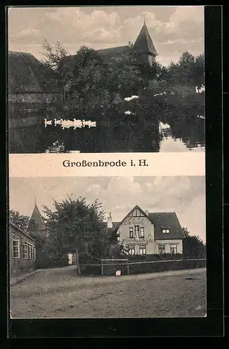 AK Grossenbrode i. H., Schwanenteich, Häuseransicht