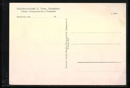 AK Gardessen, Schänkwirtschaft E. Goes, Kirche, Ehren-Denkmal