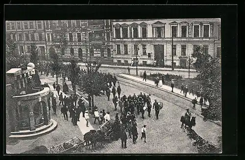 AK Tilsit, Einzug eines Infanterie-Regiments mit Musik und Fahne