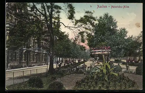 AK Aachen, Heinrichs-Allee im Sommer