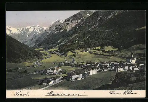 AK Gossensass, Ortsansicht mit Bergen