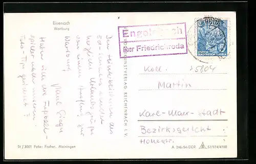 AK Landpoststempel Engelsbach über Friedrichroda