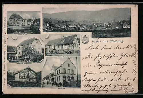 AK Kleeburg, Gasthaus zur Linde, Postagentur und Fernsprechhalle, Gasthaus Wüst