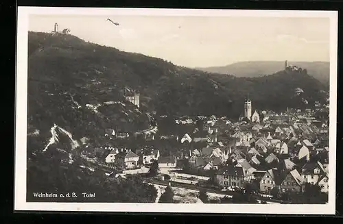 AK Weinheim a. d. Bergstrasse, Totalansicht des Ortes