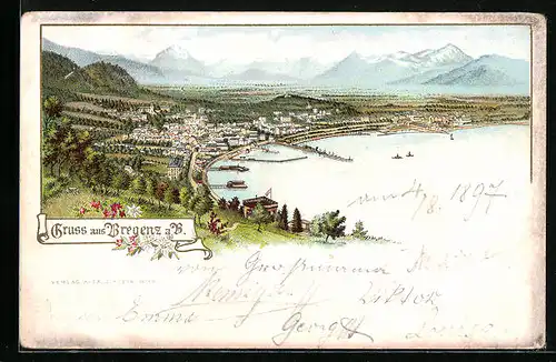 Lithographie Bregenz a. B., Gesamtansicht