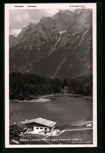 AK Mittenwald, Lautersee, Seeheim gegen Karwendel