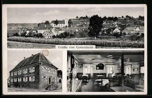 AK Gottenheim, Gasthaus zum Adler, Innenansicht, Teilansicht
