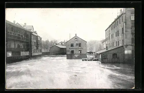 AK Nürnberg, Insel Schütt, Wespennest, Hochwasser 5. Feb. 1909