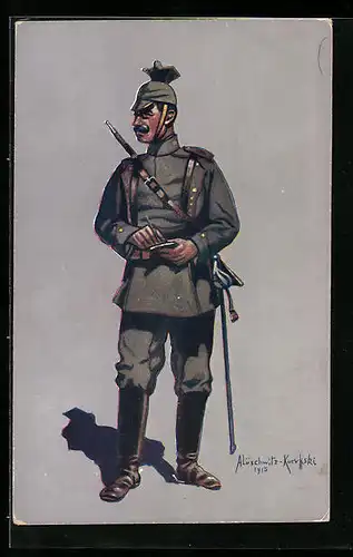 Künstler-AK Uniform, Gefreiter des 1. Bayr. Ulanen-Regt. des König v. Preussen Wilhelm II.