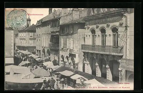 AK St-Girons, La Rue Gambetta pendant le Marche