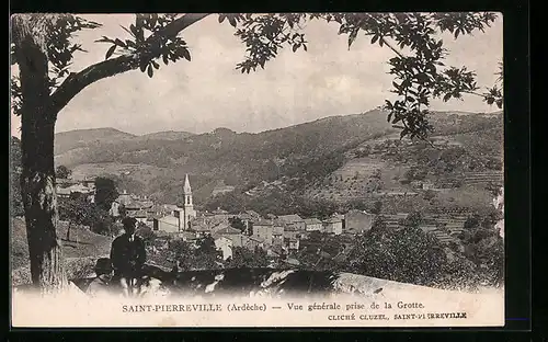 AK Saint-Pierreville, Vue gènèrale prise de la Grotte