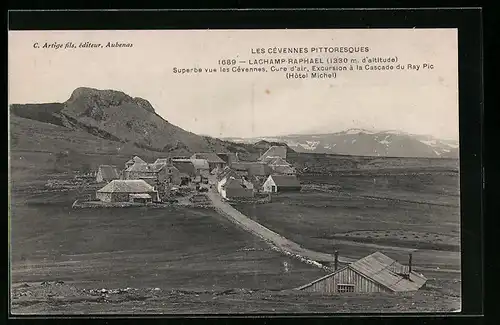 AK Lachamp-Raphael, Superbe vue les Cèvennes, Cure d`air, Excursion à la Cascade du Ray Pic (Hotel Michel)