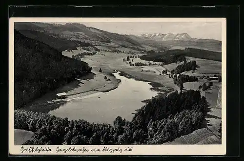 AK Grossholzleute /Allgäu, Hengelesweiher vom Flugzeug aus