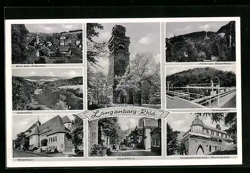 AK Langenberg / Rhld., Hauptstrasse, Bismarckturm, Teil- und Gesamtansichten