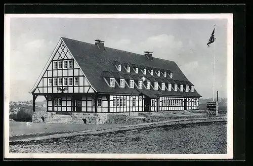 AK Burg a. d. W., Jugendherberge Roemryke Berge, flagge