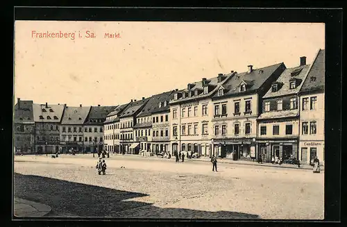 AK Frankenberg i. Sa., Kinder auf dem Marktplatz