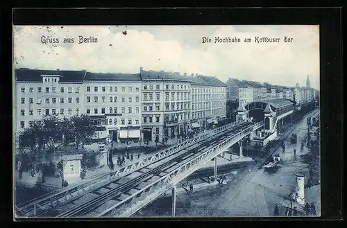 AK Berlin-Kreuzberg, Hochbahn am Kottbuser Tor, U-Bahn