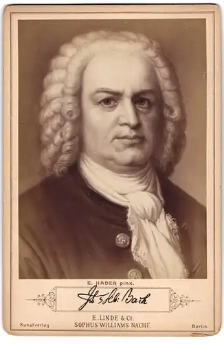 Fotografie Sophus Williams, Berlin, Portrait Komponist Johann Sebastian Bach