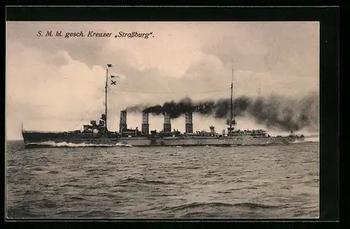 AK Kriegsschiff SM kleiner Kreuzer Strassburg