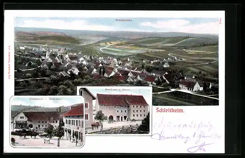 AK Schleitheim, Gasthaus zur Krone, Gasthaus zum Frohsinn, Totalansicht