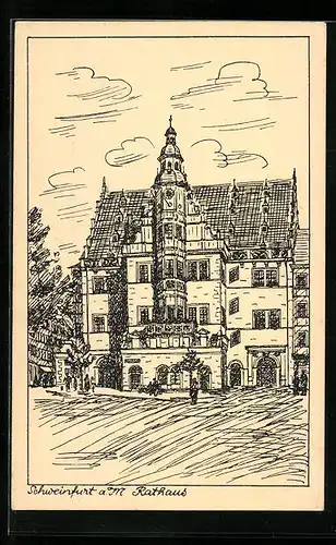 Künstler-AK Schweinfurt a. M., Rathaus