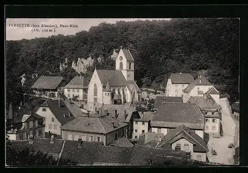 AK Ferrette /Jura Alsacien, Teilansicht mit Kirche