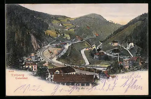 AK Triberg, Bahnhof mit Gutachtal