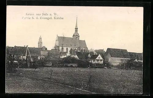 AK Sulz u. W., Partie b. d. Evangel. Kirche