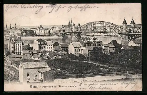 AK Bonn, Panorama mit Rheinpromenade