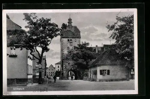 AK Vilseck, Strassenpartie mit Turm