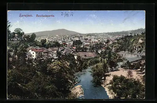 AK Sarajevo, Bendbasapartie, Ortsansicht aus der Vogelschau