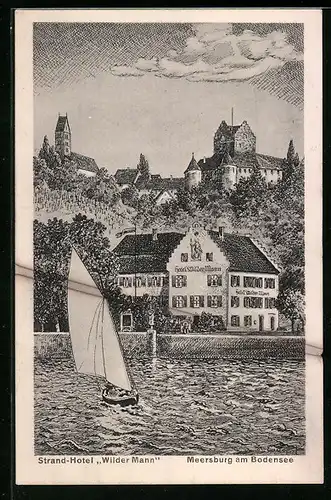 AK Meersburg a. Bodensee, Strand-Hotel Wilder Mann