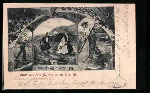 AK Elberfeld, Rathskeller, Gemälde