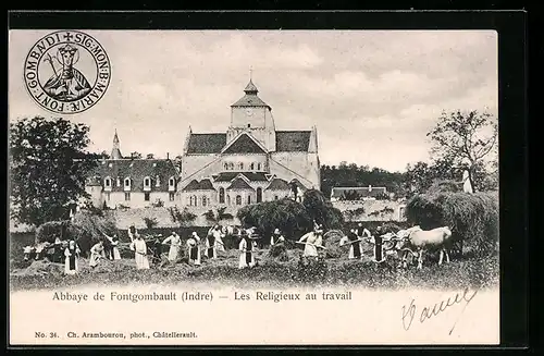 AK Fontgombault, l`Abbaye, les Religieux au travail