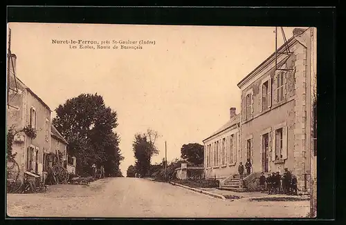 AK Nuret-le-Ferron, les Ecoles, Route de Buzancais