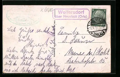 AK Landpoststempel Wolfersdorf über Neustadt /Orla