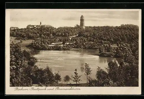 AK Bochum, Stadtpark und Bismarckturm