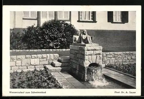 AK Zwingenberg /Hessen, Wasserzulauf zum Schwimmbad