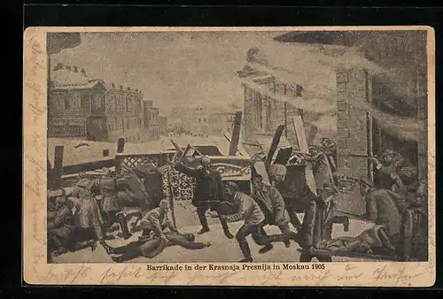 AK Moskau, Barrikade in der Krasnaja Presnija 1905