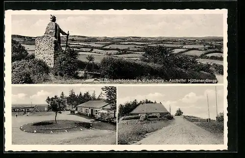 AK Ascheffel Hütten Berge, das Bismarckdenkmal a. d. Aschberg, Weg zur Aschberg Gaststätte hin