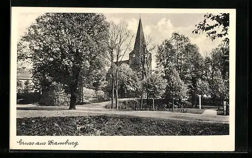 AK Dramburg, Blick auf die Kirche